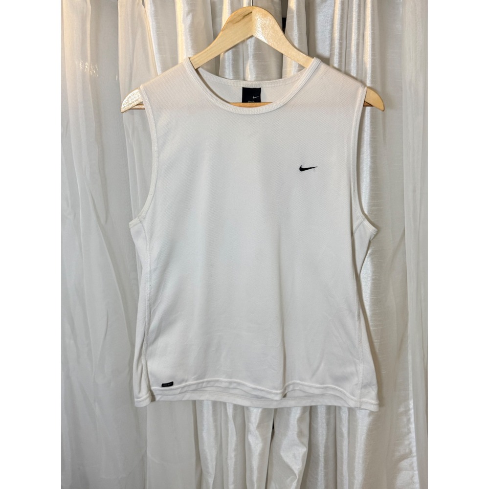 Nike Tank Top Girls L 12-14 White Dri-FIT Sleeveless Embroidered Swoosh Logo